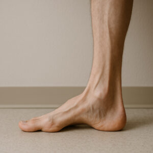 image of pes cavus (high arch) foot and atrophy in leg muscles